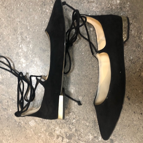 Black Zara wrap flats with glitter heel size 37 - Picture 4 of 4